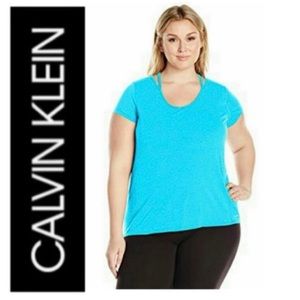🫟 CALVIN KLEIN PERFORMANCE Blue Distress Wash Tee Top NWT 2X